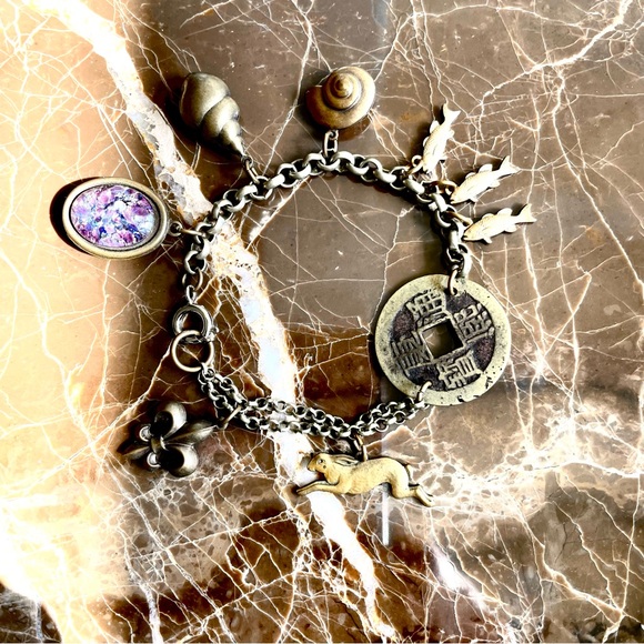 Jewelry - Charm Bracelet Bronze Gold Color San Francisco Purple Gemstone Custom Made